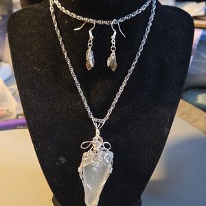 Silver platted Wire-Wrapped  Sea Glass Necklace